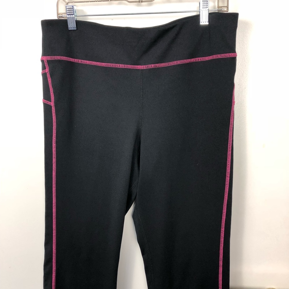 Black Bootcut Leggings with Pink Stitching - Picture 3 of 5